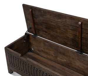 Sarreid Aarush Hand-carved Wooden Trunk - Exquisite Storage Solution With Unique Artistic Details Brown  53802