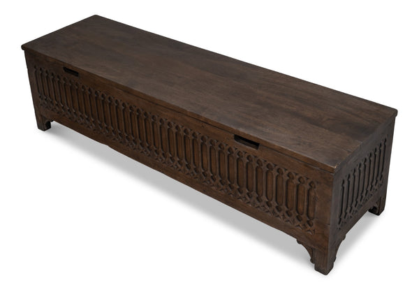 Sarreid Aarush Hand-carved Wooden Trunk - Exquisite Storage Solution With Unique Artistic Details Brown  53802