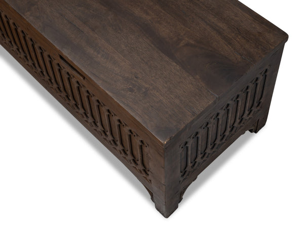 Sarreid Aarush Hand-carved Wooden Trunk - Exquisite Storage Solution With Unique Artistic Details Brown  53802