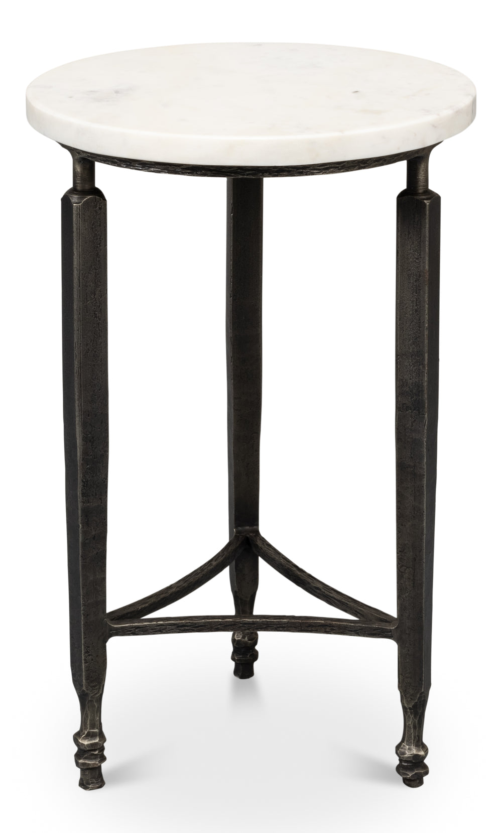 Sarreid Mykos Side Table - Elegant Old Iron Frame With Stunning Banswara White Marble Top For Modern Spaces Unknown  53803