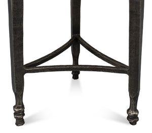Sarreid Mykos Side Table - Elegant Old Iron Frame With Stunning Banswara White Marble Top For Modern Spaces Unknown  53803