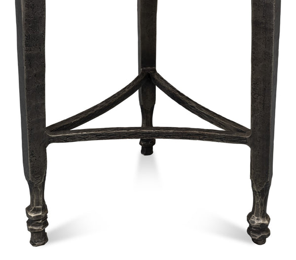 Sarreid Mykos Side Table - Elegant Old Iron Frame With Stunning Banswara White Marble Top For Modern Spaces Unknown  53803