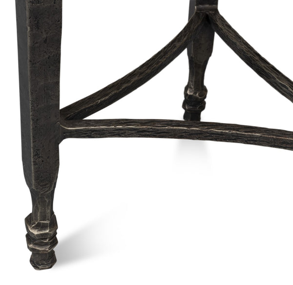 Sarreid Mykos Side Table - Elegant Old Iron Frame With Stunning Banswara White Marble Top For Modern Spaces Unknown  53803