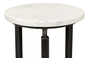 Sarreid Mykos Side Table - Elegant Old Iron Frame With Stunning Banswara White Marble Top For Modern Spaces Unknown  53803