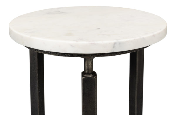 Sarreid Mykos Side Table - Elegant Old Iron Frame With Stunning Banswara White Marble Top For Modern Spaces Unknown  53803