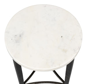 Sarreid Mykos Side Table - Elegant Old Iron Frame With Stunning Banswara White Marble Top For Modern Spaces Unknown  53803