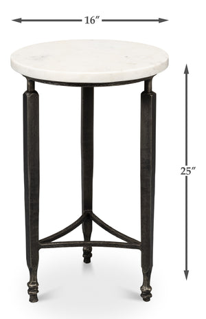 Sarreid Mykos Side Table - Elegant Old Iron Frame With Stunning Banswara White Marble Top For Modern Spaces Unknown  53803