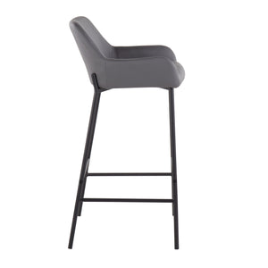 English Elm Daniella Industrial Bar Stool Set - Black Metal & Grey Faux Leather, Stylish Comfort For Small Spaces B202S00536
