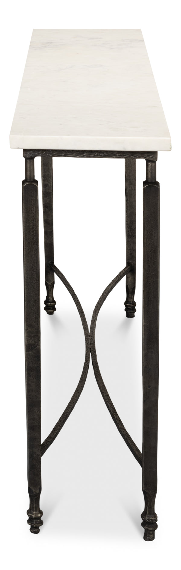 Sarreid Mykos Console Table - Elegant White Banswara Marble Top With Sturdy Iron Base For Modern Decor Unknown  53804