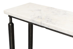 Sarreid Mykos Console Table - Elegant White Banswara Marble Top With Sturdy Iron Base For Modern Decor Unknown  53804