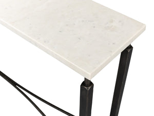 Sarreid Mykos Console Table - Elegant White Banswara Marble Top With Sturdy Iron Base For Modern Decor Unknown  53804