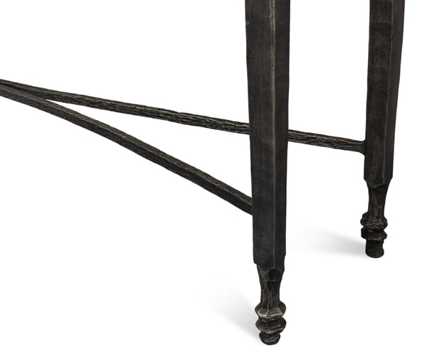 Sarreid Mykos Console Table - Elegant White Banswara Marble Top With Sturdy Iron Base For Modern Decor Unknown  53804