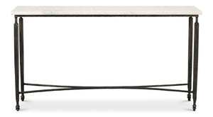 Sarreid Mykos Console Table - Elegant White Banswara Marble Top With Sturdy Iron Base For Modern Decor Unknown  53804