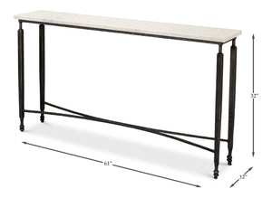 Sarreid Mykos Console Table - Elegant White Banswara Marble Top With Sturdy Iron Base For Modern Decor Unknown  53804