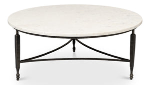 Sarreid Mykos Round Coffee Table - Elegant Iron Base With Stunning White Banswara Marble Top For Your Home Unknown  53805