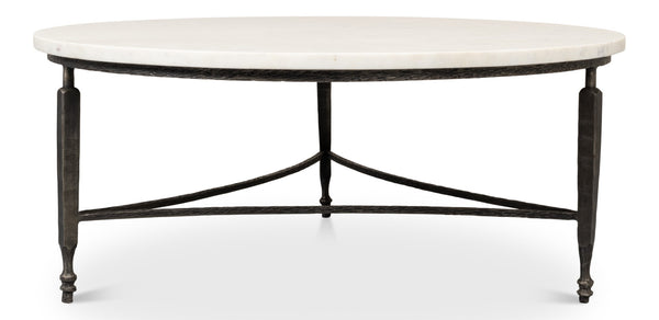 Sarreid Mykos Round Coffee Table - Elegant Iron Base With Stunning White Banswara Marble Top For Your Home Unknown  53805