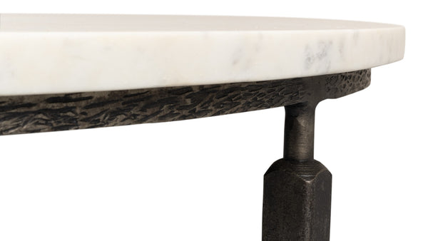 Sarreid Mykos Round Coffee Table - Elegant Iron Base With Stunning White Banswara Marble Top For Your Home Unknown  53805