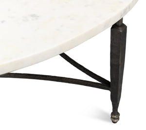 Sarreid Mykos Round Coffee Table - Elegant Iron Base With Stunning White Banswara Marble Top For Your Home Unknown  53805