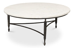 Sarreid Mykos Round Coffee Table - Elegant Iron Base With Stunning White Banswara Marble Top For Your Home Unknown  53805