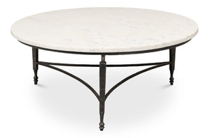 Sarreid Mykos Round Coffee Table - Elegant Iron Base With Stunning White Banswara Marble Top For Your Home Unknown  53805
