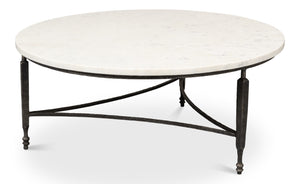 Sarreid Mykos Round Coffee Table - Elegant Iron Base With Stunning White Banswara Marble Top For Your Home Unknown  53805