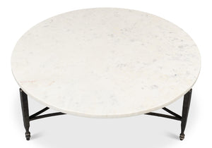 Sarreid Mykos Round Coffee Table - Elegant Iron Base With Stunning White Banswara Marble Top For Your Home Unknown  53805