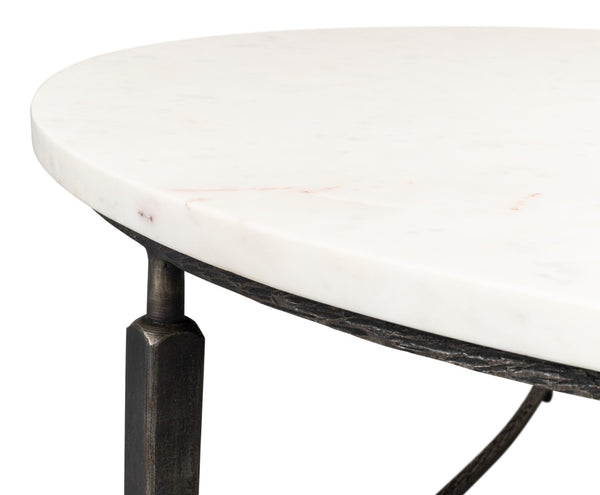 Sarreid Mykos Round Coffee Table - Elegant Iron Base With Stunning White Banswara Marble Top For Your Home Unknown  53805