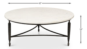 Sarreid Mykos Round Coffee Table - Elegant Iron Base With Stunning White Banswara Marble Top For Your Home Unknown  53805