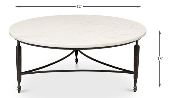 Sarreid Mykos Round Coffee Table - Elegant Iron Base With Stunning White Banswara Marble Top For Your Home Unknown  53805
