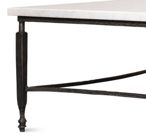 Sarreid Mykos Square Coffee Table – Elegant Iron Frame With Stunning White Banswara Marble Top Design Unknown  53806