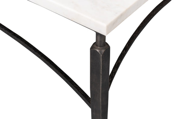 Sarreid Mykos Square Coffee Table – Elegant Iron Frame With Stunning White Banswara Marble Top Design Unknown  53806