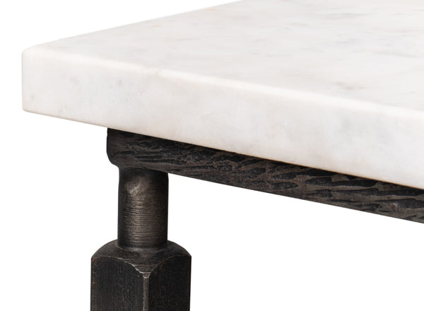 Sarreid Mykos Square Coffee Table – Elegant Iron Frame With Stunning White Banswara Marble Top Design Unknown  53806