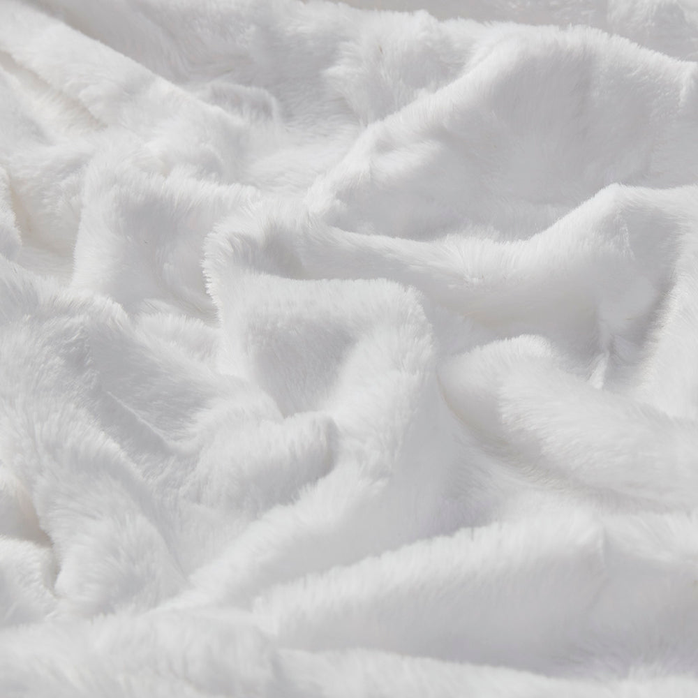 JLA Home Madison Park - Oversized Plush Faux Fur Throw with Reversible Faux Mink, OEKO-TEX Certified Cozy Luxury Draped Elegance White MP50-7191