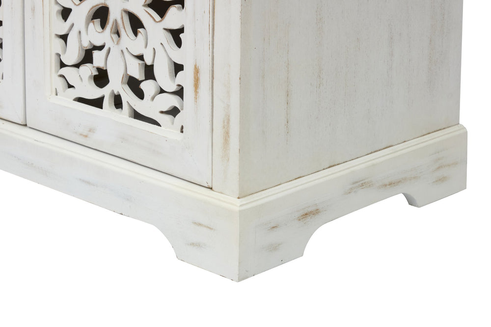 English Elm Antique Sideboard Storage Cabinet - Vintage 3-Door Buffet Console For Dining Room & Hallway Charm W3123P278015