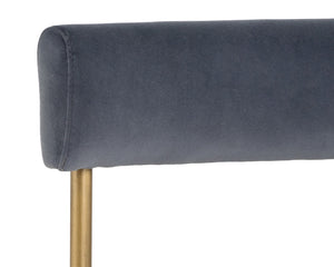 Sunpan Seneca Dining Chair Set of 2 - Modern Open Back Design with Stylish Steel Frame for Contemporary Homes Antique Brass / Velvet Slate