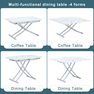 English Elm Modern multifunctional lift table with 0.8" MDF top, adjustable 18.3–29" silver legs, versatile coffee/dining/study use W1151P271527