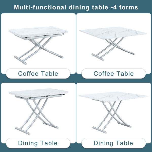 English Elm Modern multifunctional lift table with 0.8" MDF top, adjustable 18.3–29" silver legs, versatile coffee/dining/study use W1151P271527