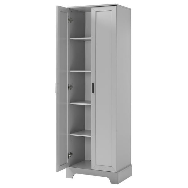 English Elm Storage Cabinet Modern Two-Door MDF Organizer with Adjustable Shelf, Anti-Tip Hardware, Durable Design Grey N725P331419E