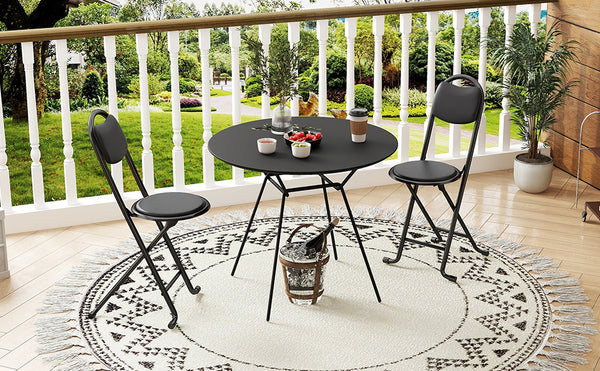 English Elm 2pcs Folding Stool with Back, Cushioned Portable Padded Chairs for Indoor Outdoor Café Kitchen Events Seating W2580P314330