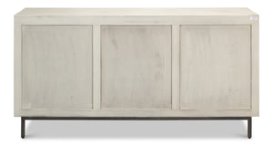Sarreid Bricka Elegant 3 Door Sideboard In Grey/White - Durable Mango Wood For Stylish Storage Solutions Grey  53816