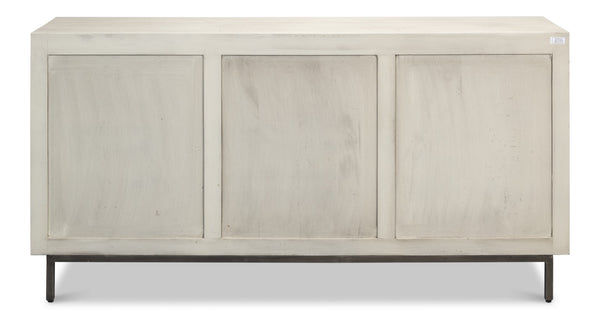 Sarreid Bricka Elegant 3 Door Sideboard In Grey/White - Durable Mango Wood For Stylish Storage Solutions Grey  53816