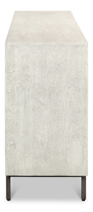 Sarreid Bricka Elegant 3 Door Sideboard In Grey/White - Durable Mango Wood For Stylish Storage Solutions Grey  53816