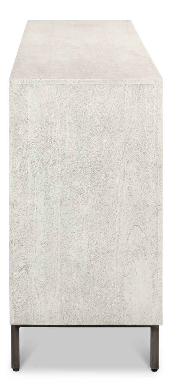 Sarreid Bricka Elegant 3 Door Sideboard In Grey/White - Durable Mango Wood For Stylish Storage Solutions Grey  53816