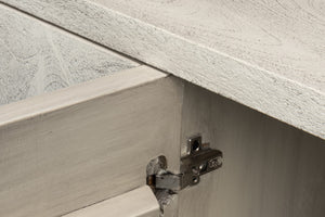 Sarreid Bricka Elegant 3 Door Sideboard In Grey/White - Durable Mango Wood For Stylish Storage Solutions Grey  53816