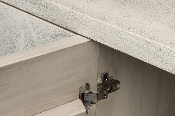 Sarreid Bricka Elegant 3 Door Sideboard In Grey/White - Durable Mango Wood For Stylish Storage Solutions Grey  53816