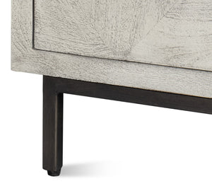 Sarreid Bricka Elegant 3 Door Sideboard In Grey/White - Durable Mango Wood For Stylish Storage Solutions Grey  53816