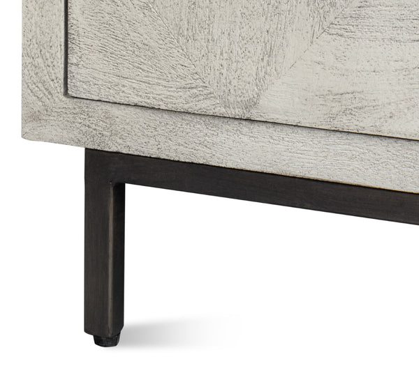 Sarreid Bricka Elegant 3 Door Sideboard In Grey/White - Durable Mango Wood For Stylish Storage Solutions Grey  53816