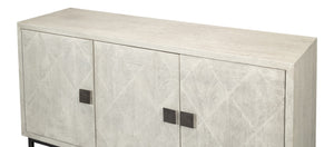 Sarreid Bricka Elegant 3 Door Sideboard In Grey/White - Durable Mango Wood For Stylish Storage Solutions Grey  53816