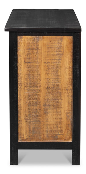 Sarreid Centrum Stylish 2 Door Sideboard - Elegant Mango Wood With Removable Shelf & Distressed Finish Brown  53817