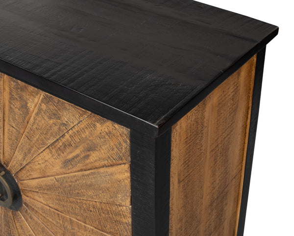 Sarreid Centrum Stylish 2 Door Sideboard - Elegant Mango Wood With Removable Shelf & Distressed Finish Brown  53817